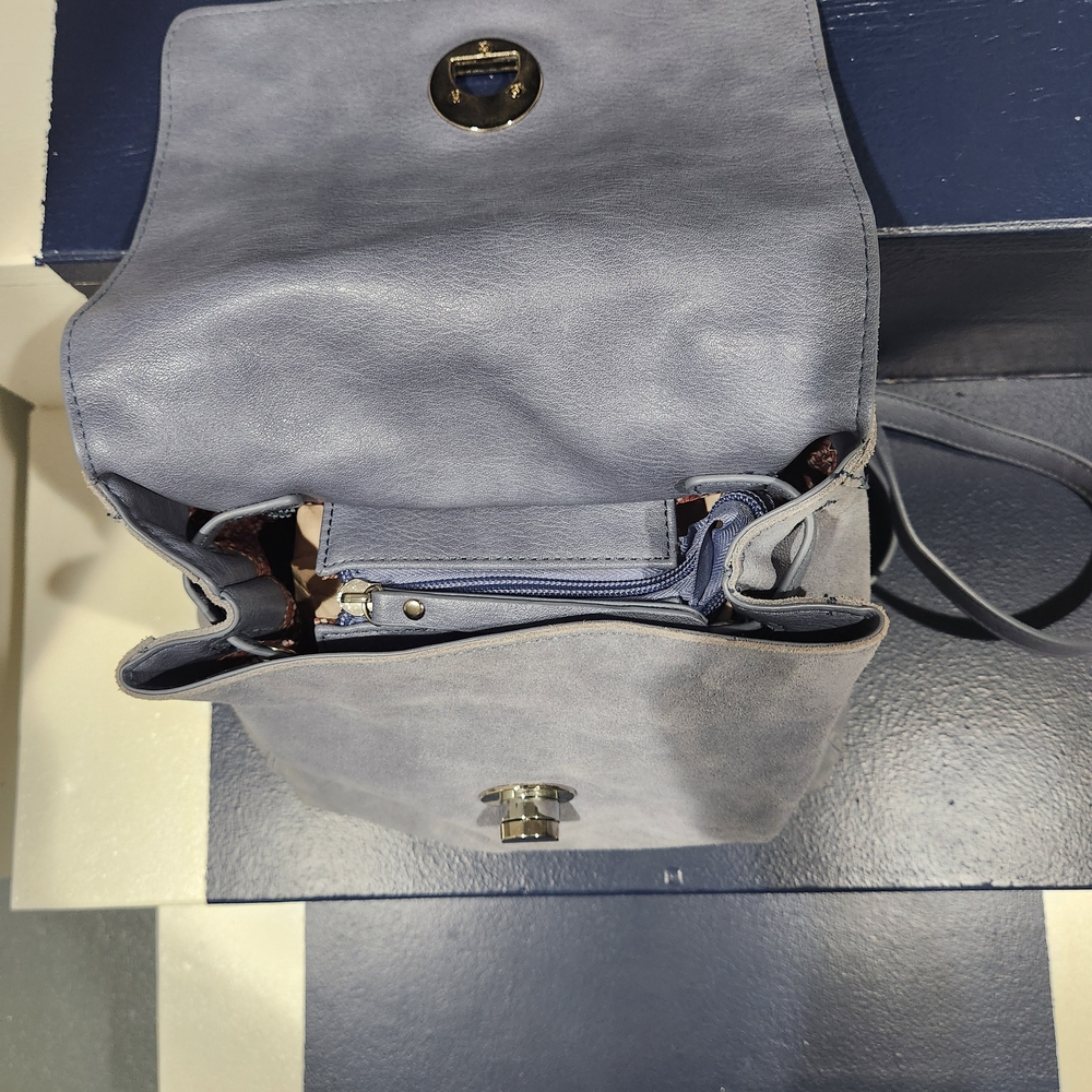 Chic Light Blue Suede Backpack - image 3